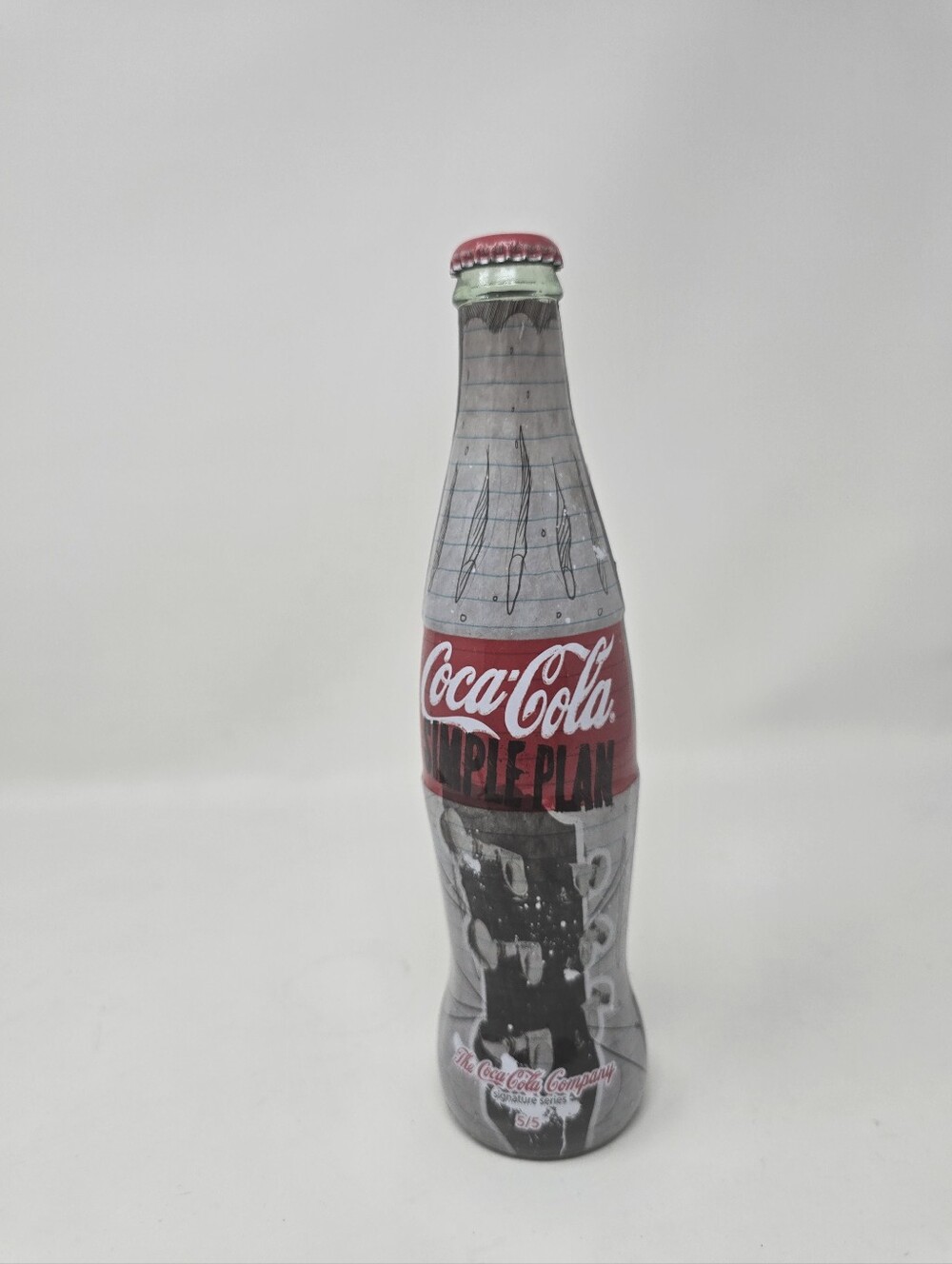 Limited Edition Simple Plan Coca Cola Glass Bottle Coke Rock Band 9.5" RARE